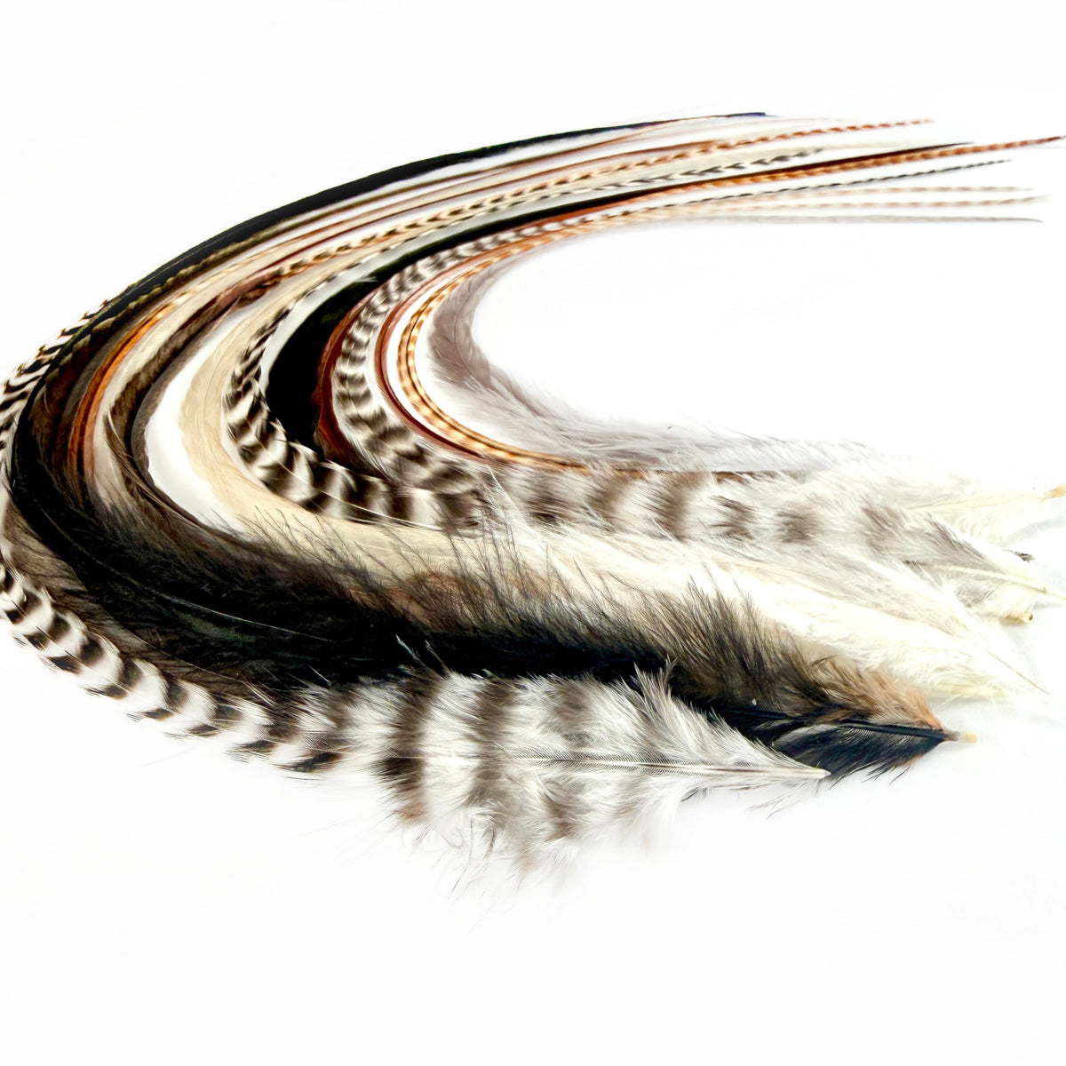 Feather Headz front packaging showing 15 colorful natural feathers and kit benefits
