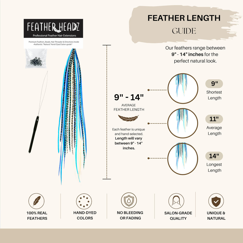 Feather Headz kit contents laid out showing feathers and tools