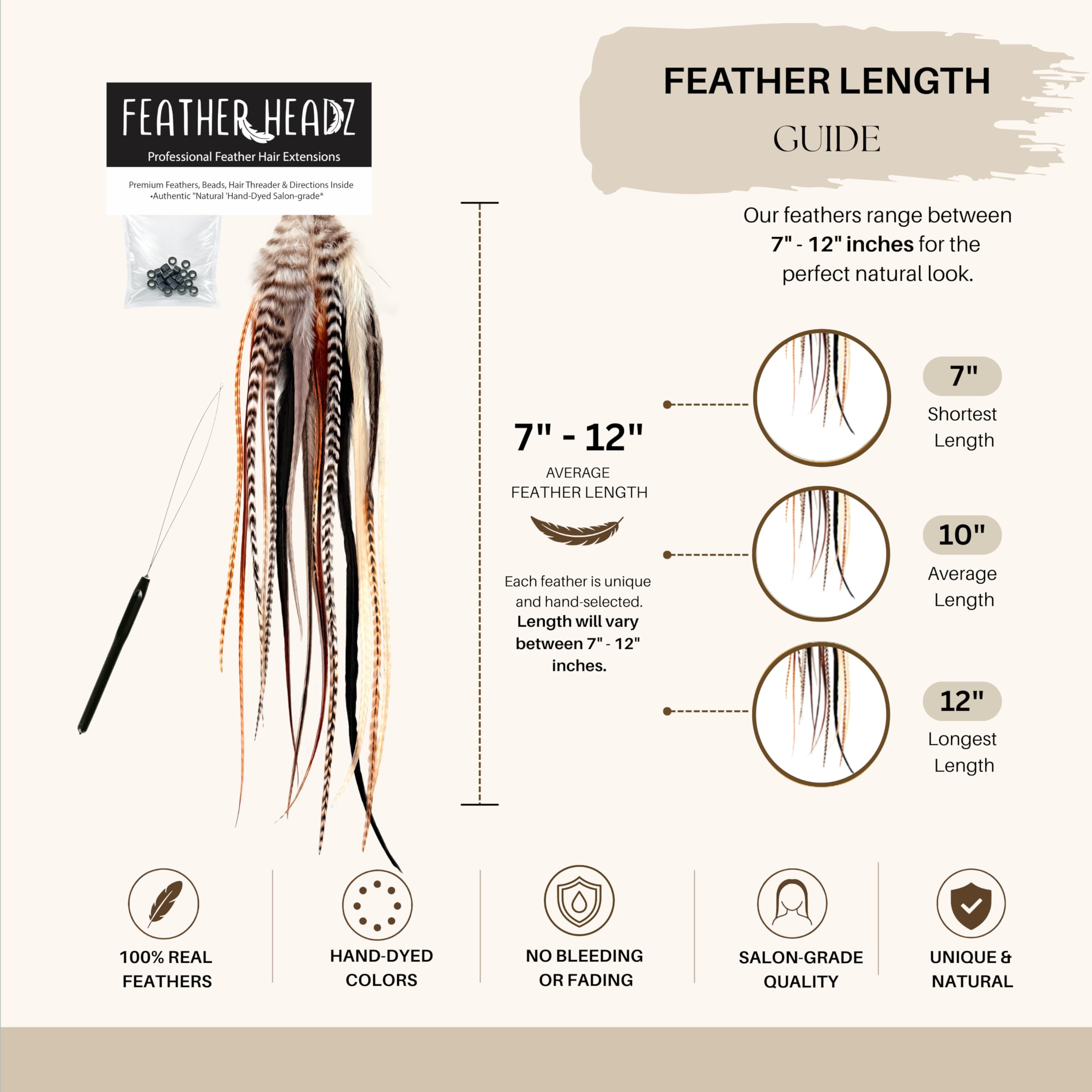 Feather Headz texture and color array displaying natural fluffy tones for seamless blending