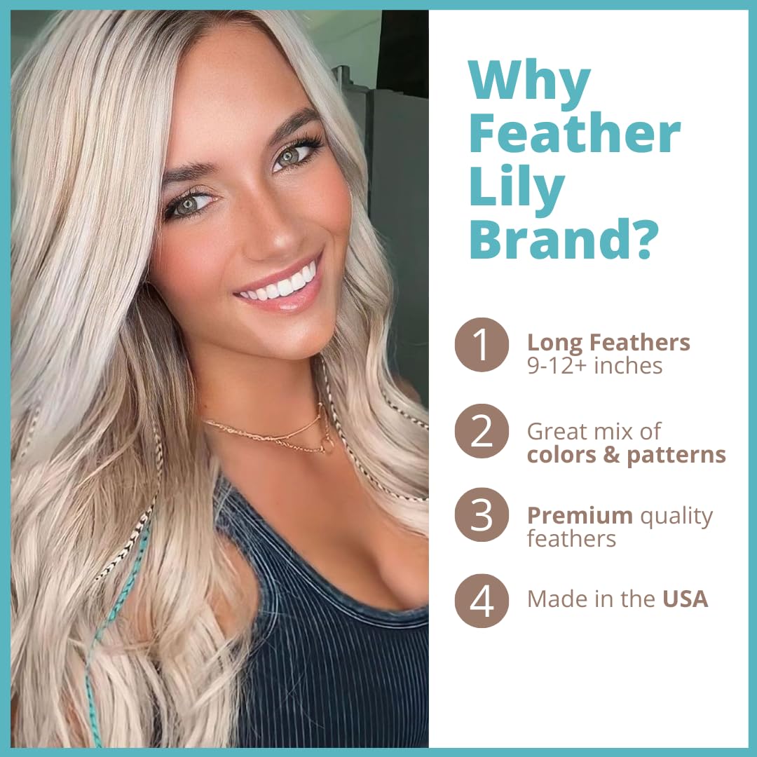 Feather Lily mixed microlink beads close-up for secure, non-glue hold