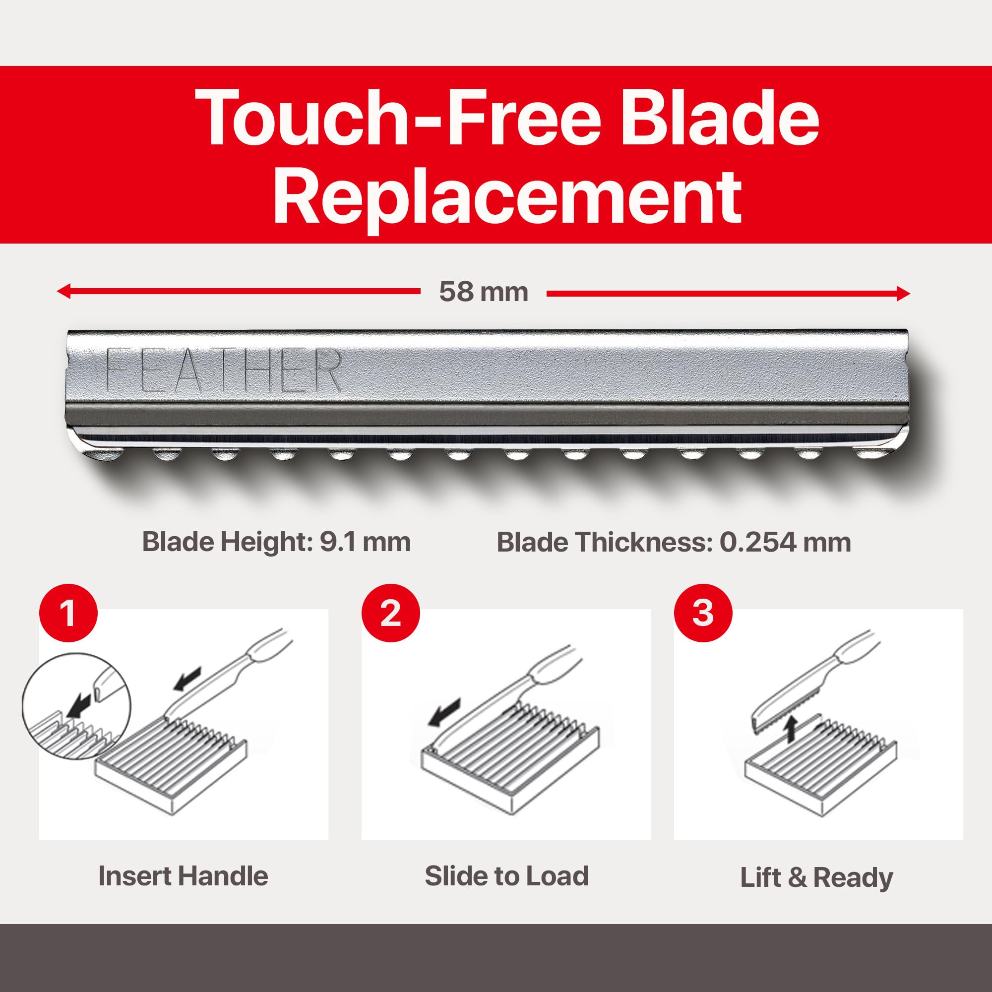 Feather styling razor with blade installed demonstrating safe controlled cutting
