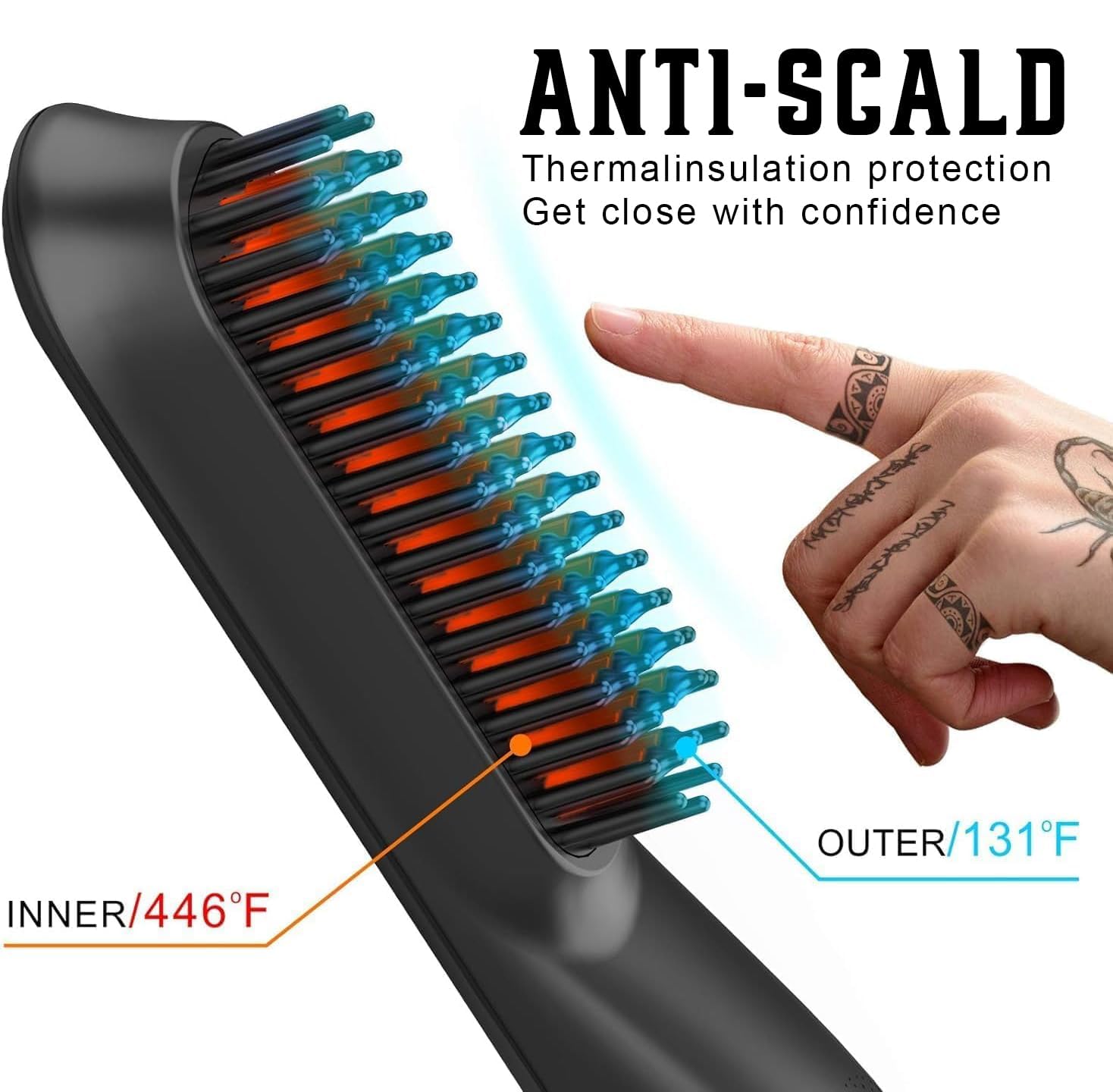 FEBOTE anti-scald comb guard close-up protecting skin while styling