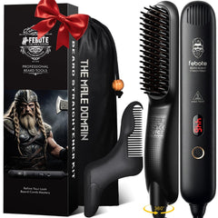 FEBOTE front packaging showing portable beard brush and benefits