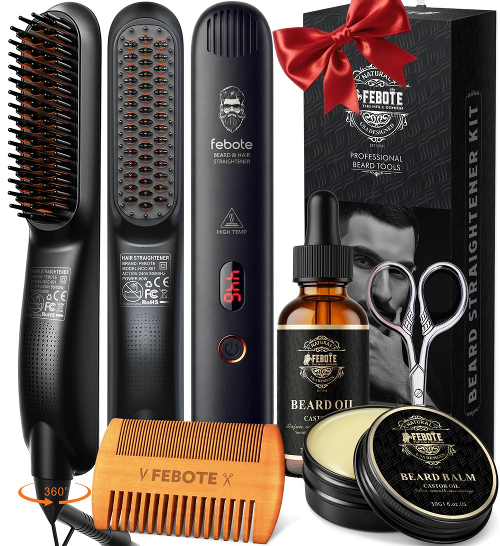 FEBOTE front packaging showing full 5-in-1 beard kit and gift box benefit