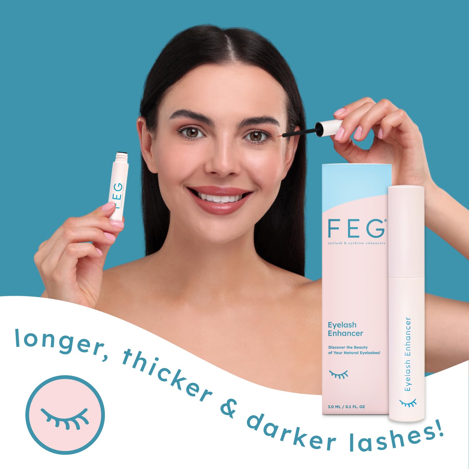 FEG applicator brush close-up delivering precise lash conditioning