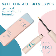 FEG bottle held in hand illustrating compact 3mL travel size