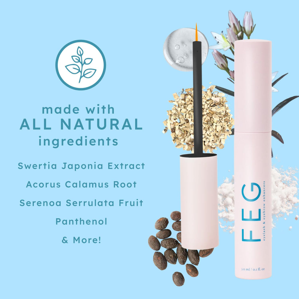 FEG serum next to mascara demonstrating layering compatibility