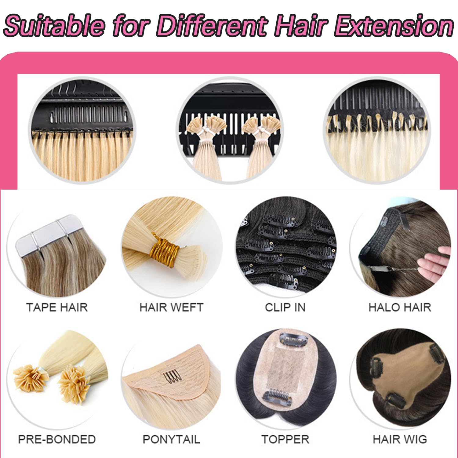 FEHOKA hooked on salon rail holding wefts, secure storage benefit