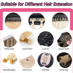 FEHOKA hooked on salon rail holding wefts, secure storage benefit