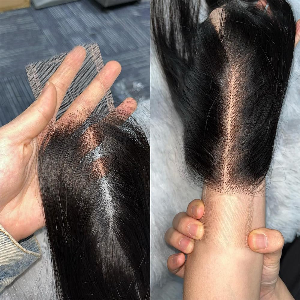 FEHOKA installed 16 inch middle part closure showing natural look benefit