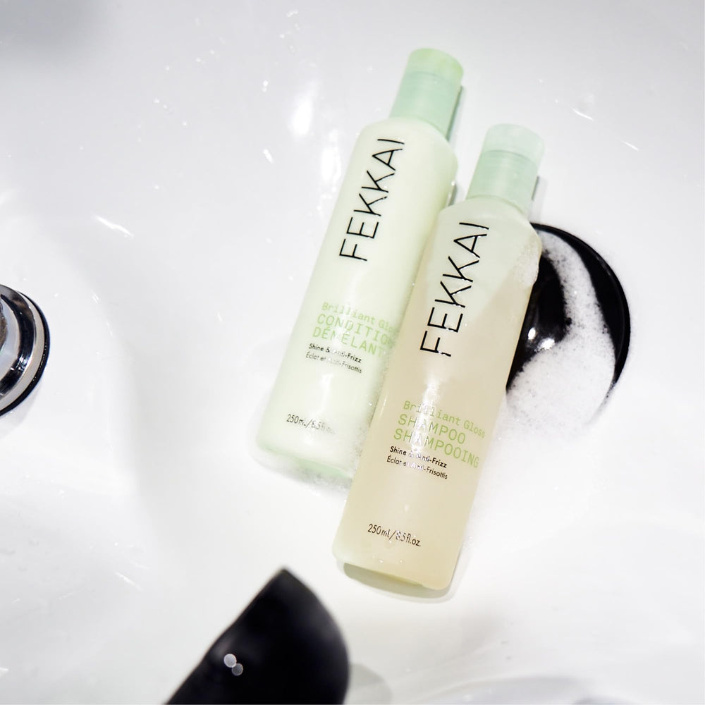 Lathered Fekkai shampoo foam demonstrating gentle cleansing and slip