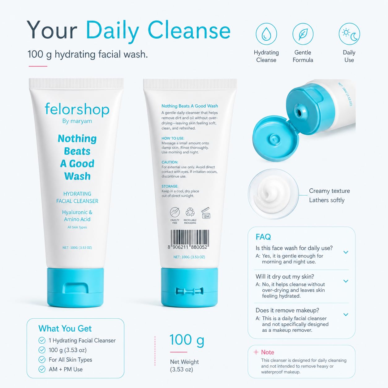 Felor shop tube sitting on bathroom shelf highlighting everyday convenience
