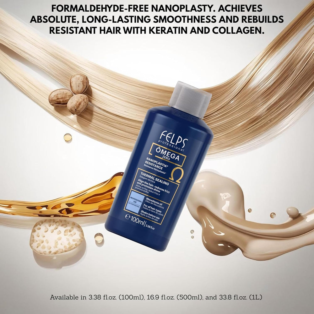 Felps Professional before and after smoothing results showing reduced frizz and shine
