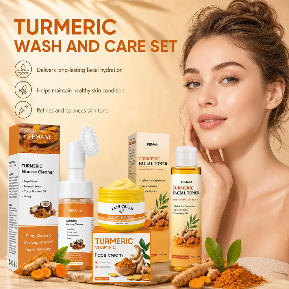femani turmeric kit next to ruler showing compact, travel-friendly size