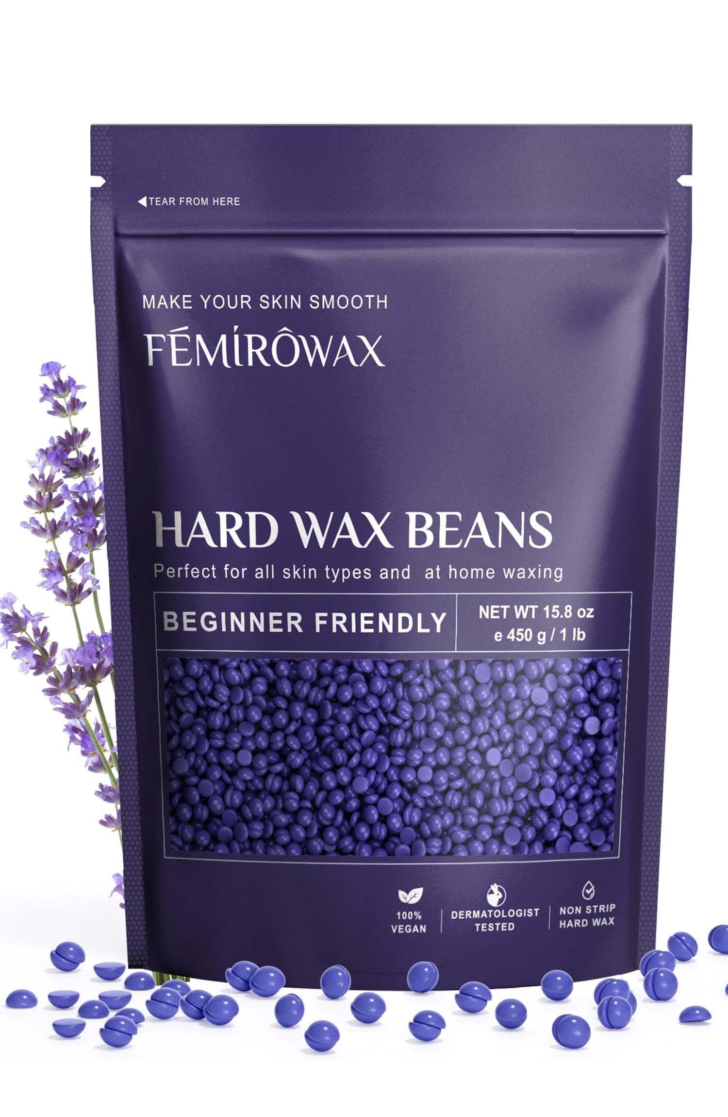 FEMIROWAX front packaging showing 1lb refill and brand benefits
