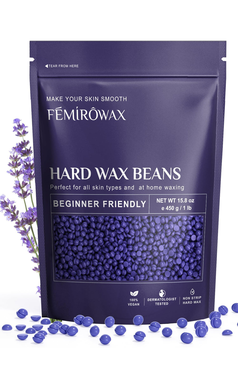 FEMIROWAX front packaging showing 1lb refill and brand benefits