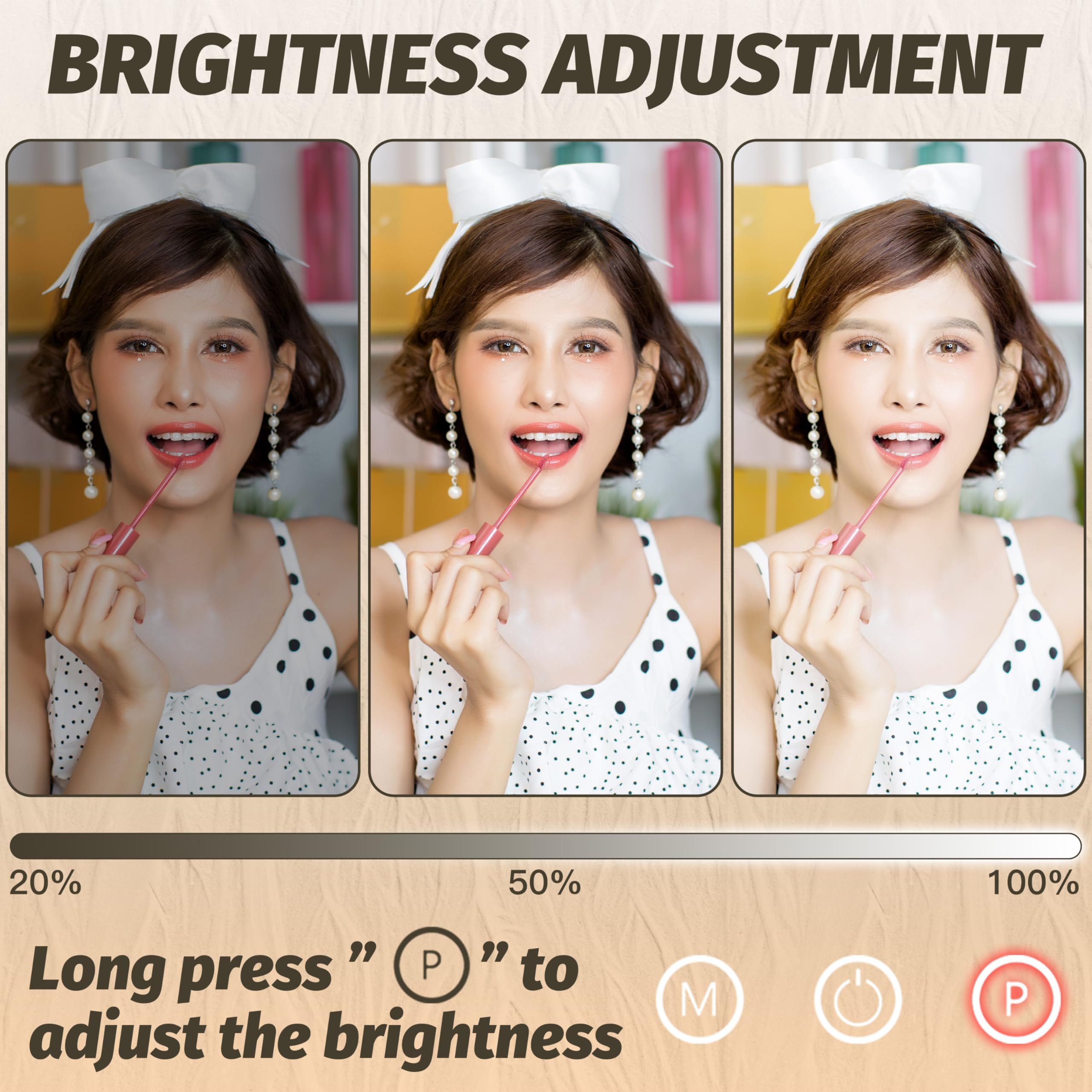 FENNIO touch-control panel detail showing easy mode and brightness adjustment benefit