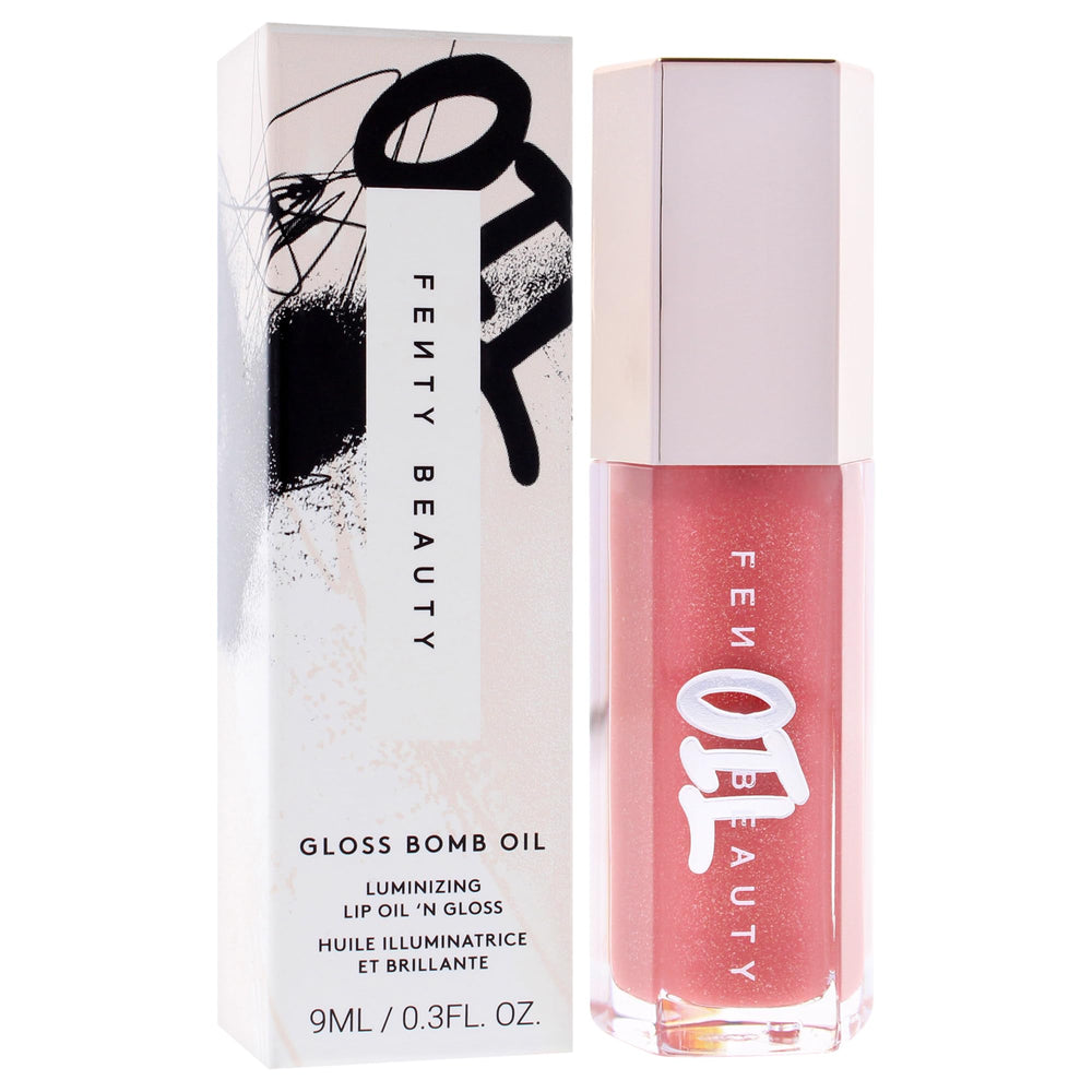 FENTY BEAUTY texture swirl showing lightweight oil gloss and hydrating finish benefit