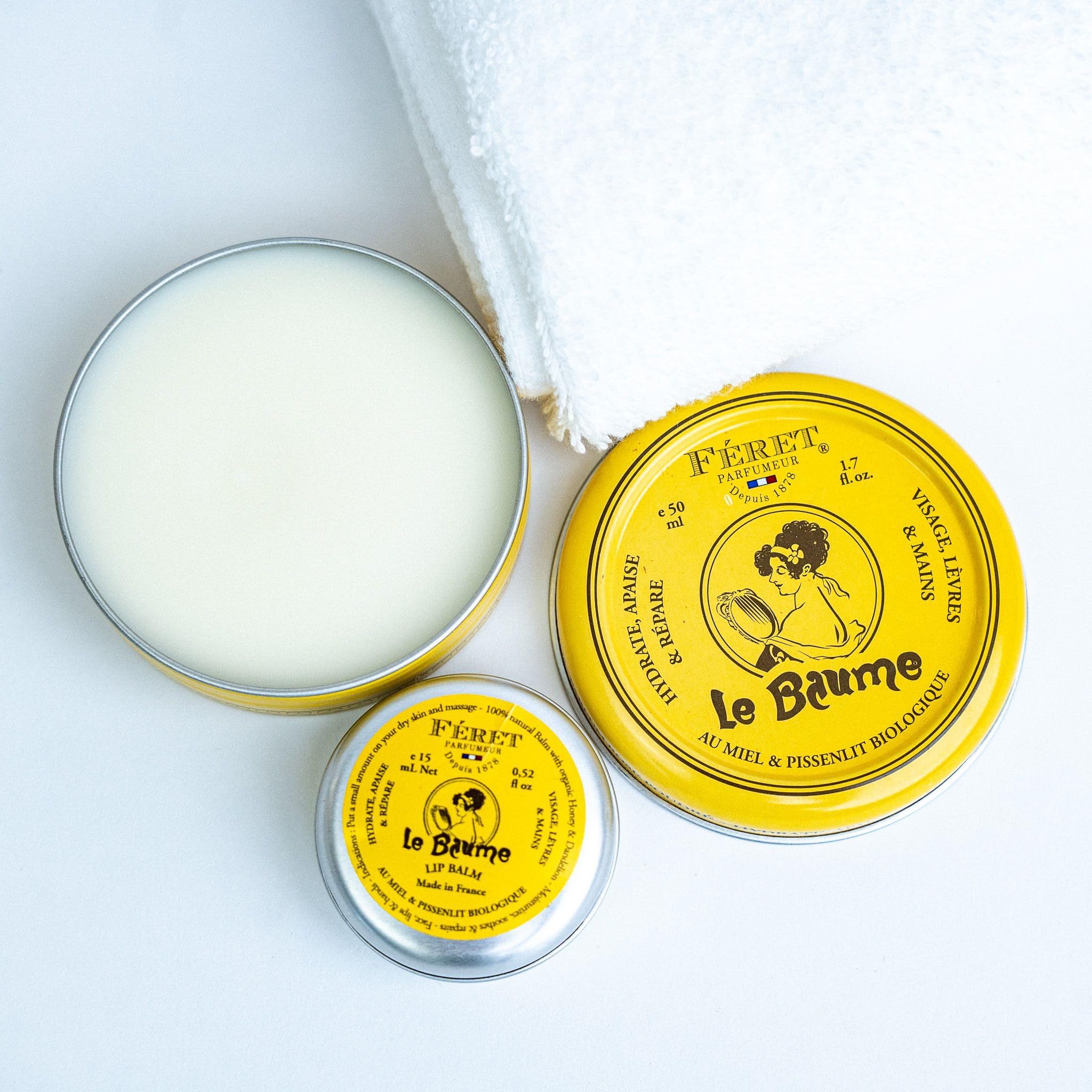 Feret Parfumeur tin inside a travel washbag illustrating on-the-go care