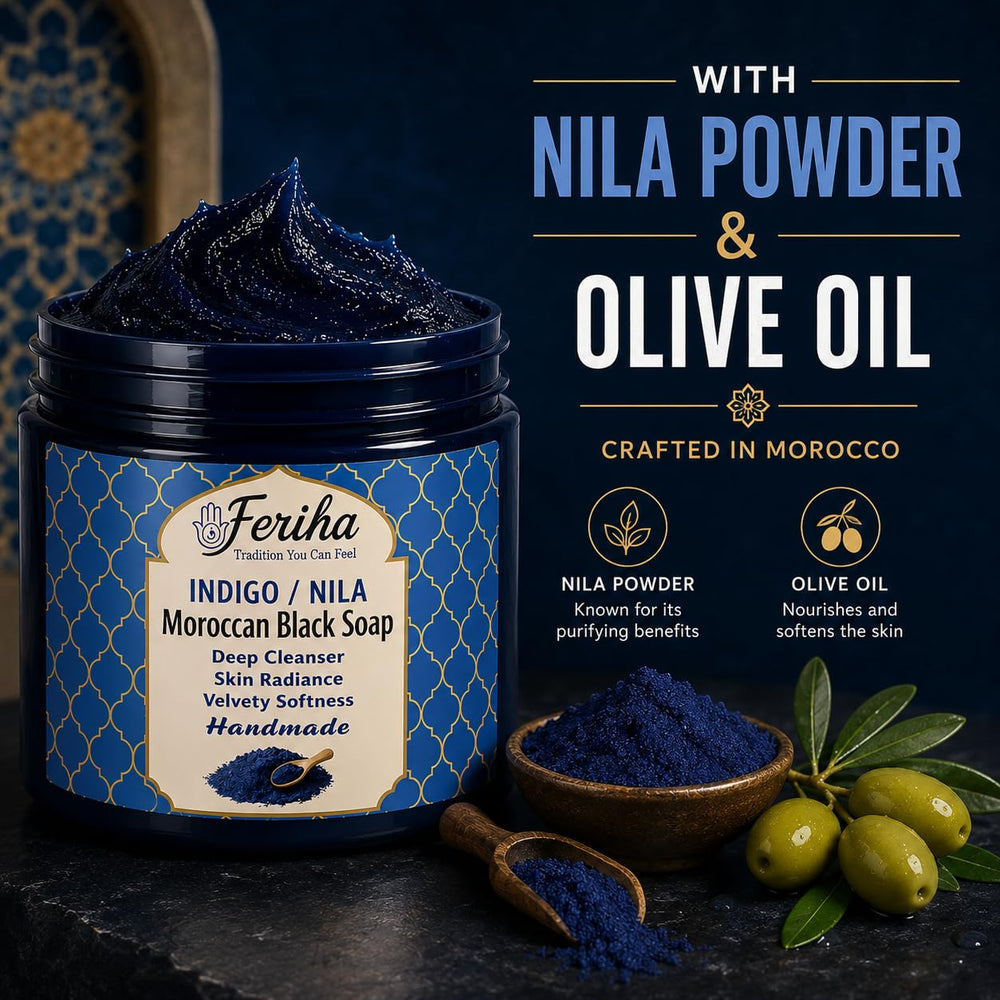 FERIHA paste on skin with kessa glove use demonstrating how it primes for smoother skin