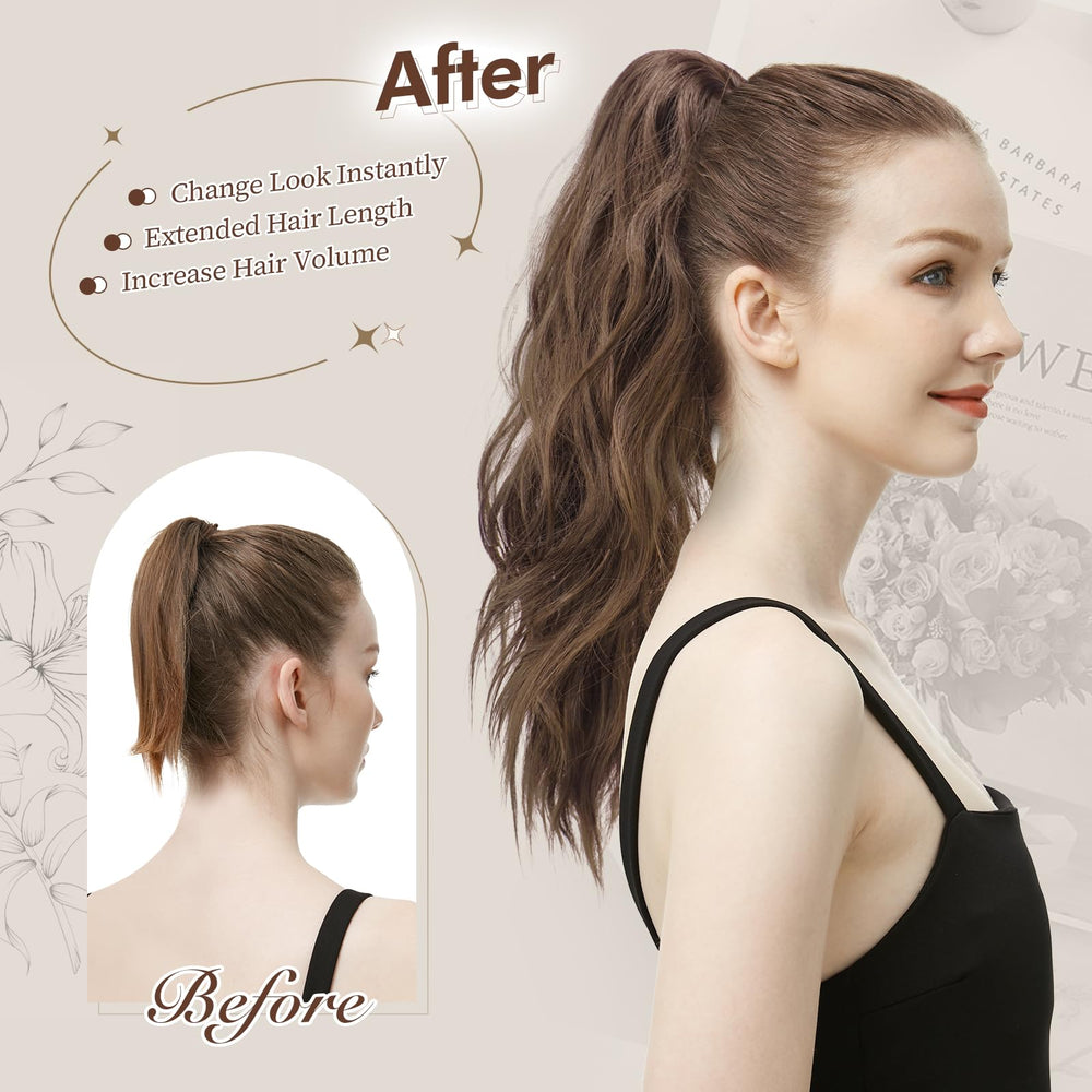 FESHFEN ponytail in use on model adding instant volume and length