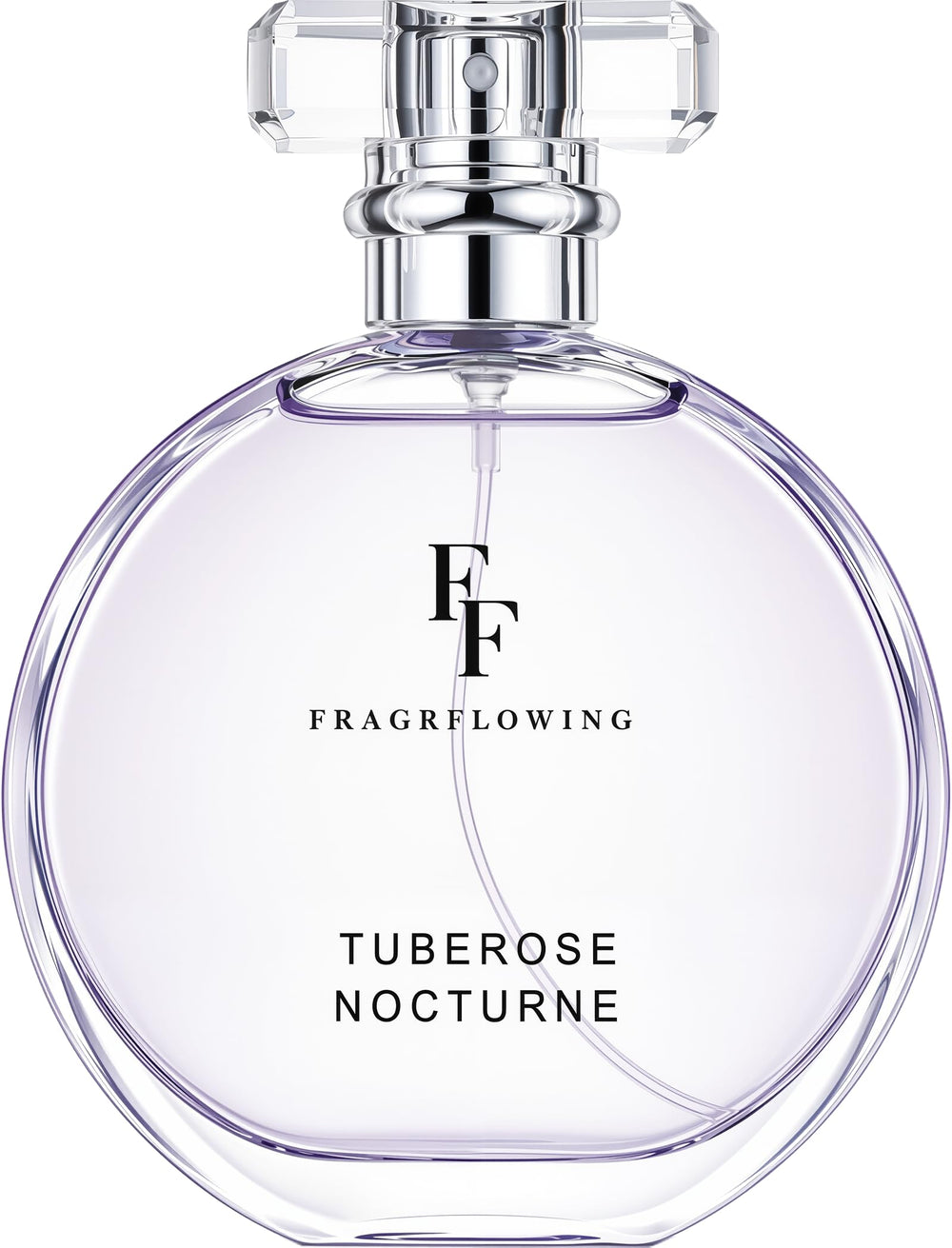 FF FRAGRFLOWING front bottle showing elegant lavender glass for classy gifting