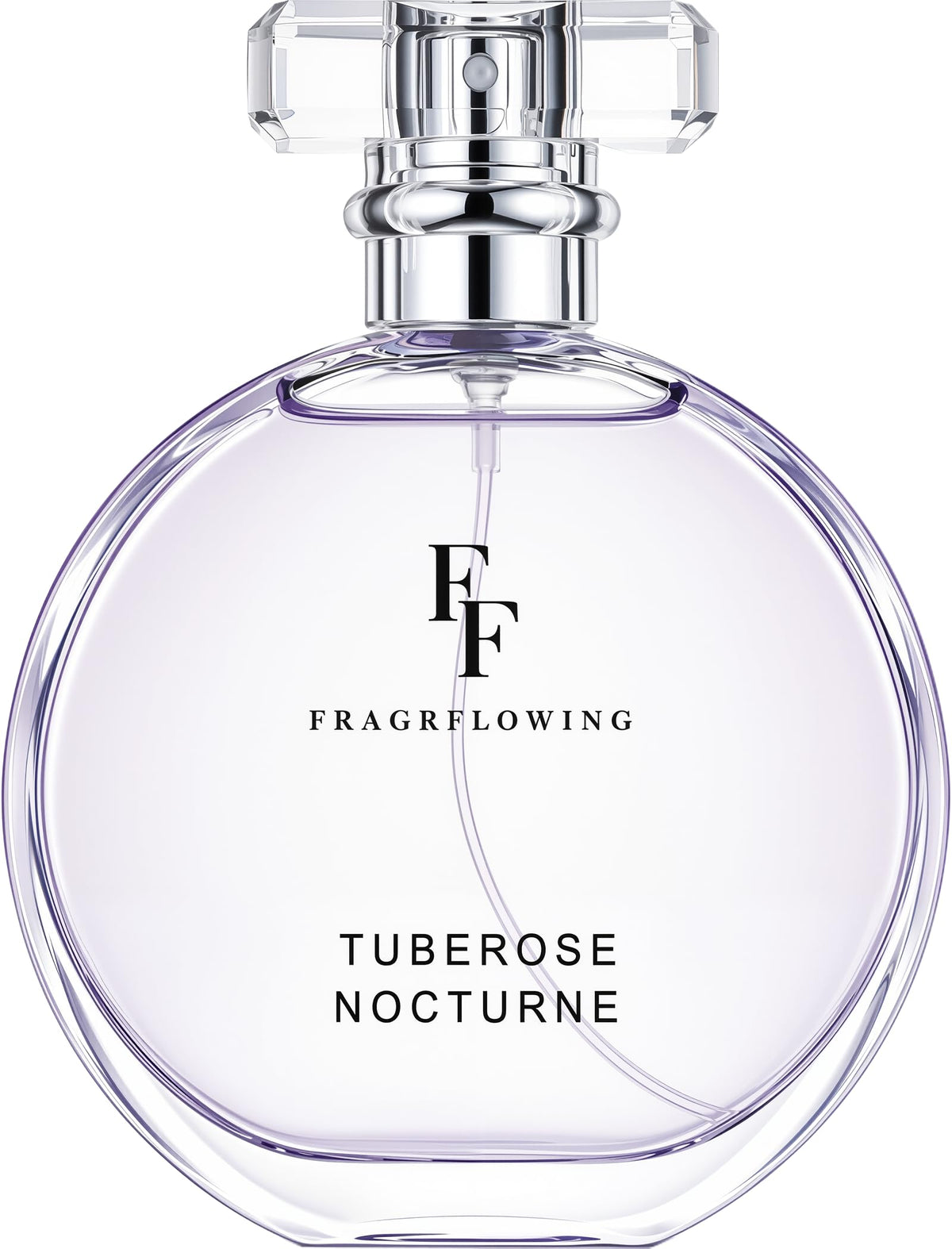FF FRAGRFLOWING front bottle showing elegant lavender glass for classy gifting