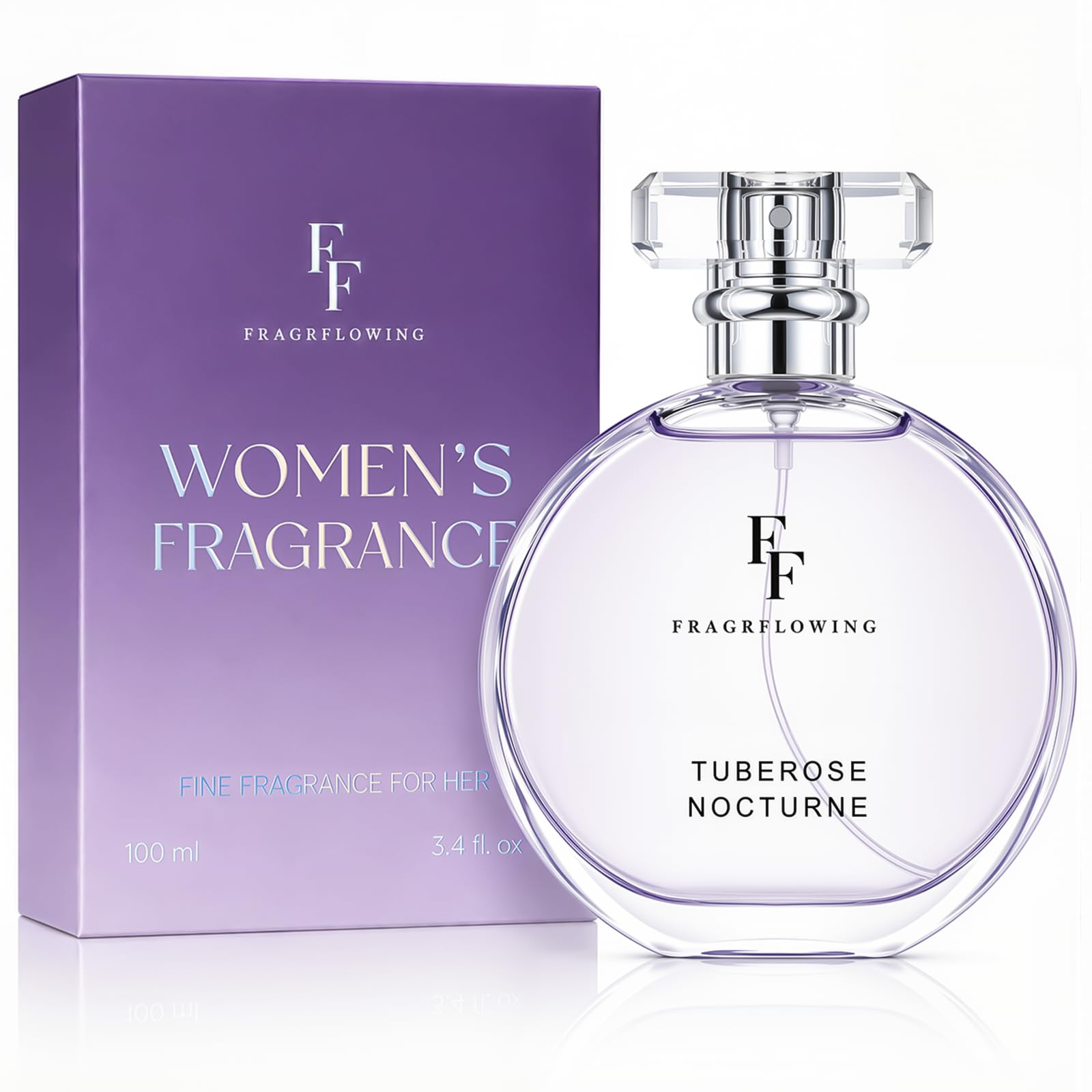 FF FRAGRFLOWING ingredient label close-up showing alcohol-free water base