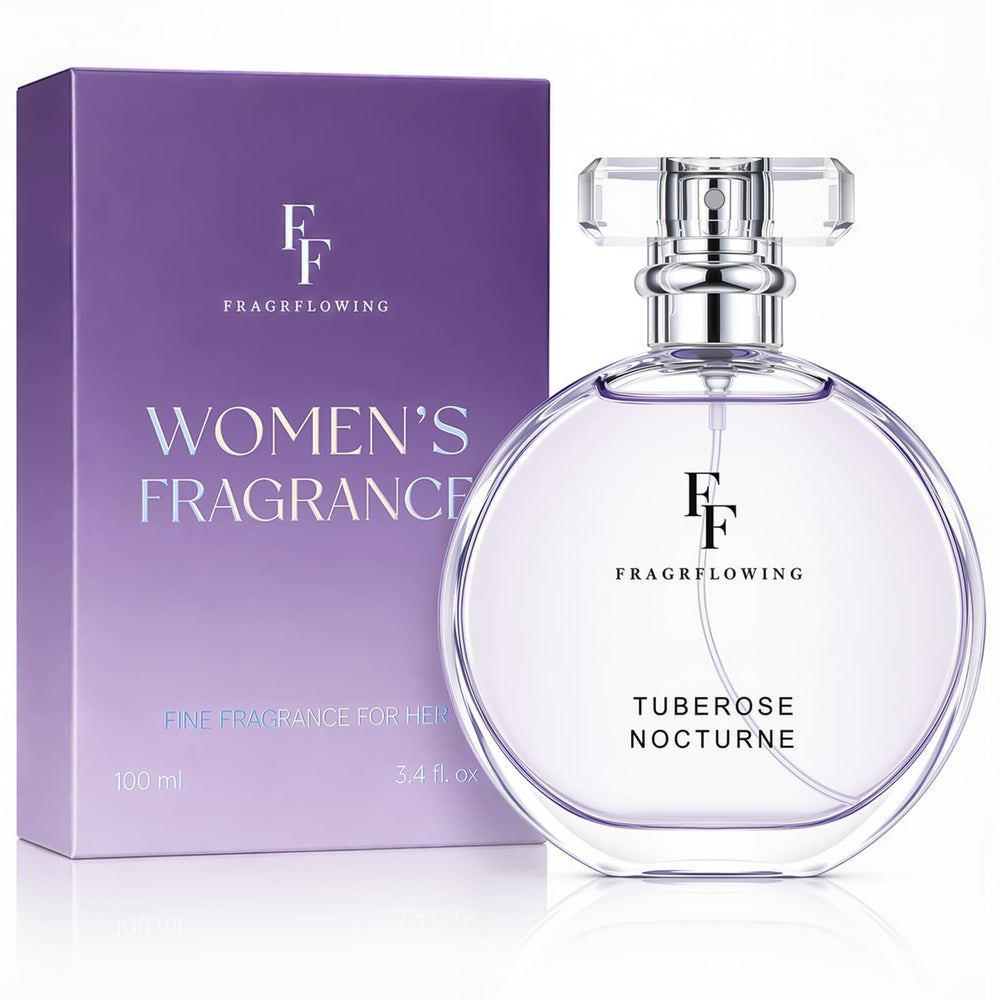FF FRAGRFLOWING ingredient label close-up showing alcohol-free water base