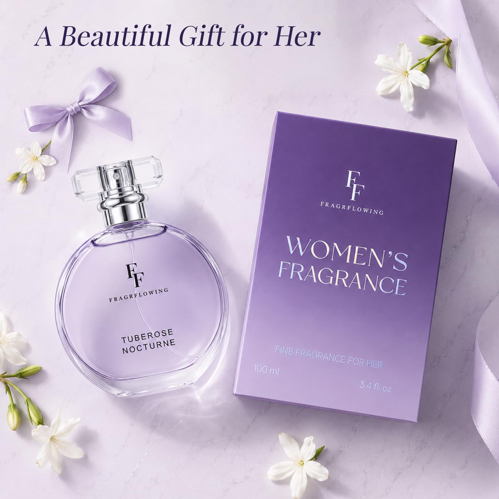 FF FRAGRFLOWING spray action demonstrating gentle, alcohol-free mist