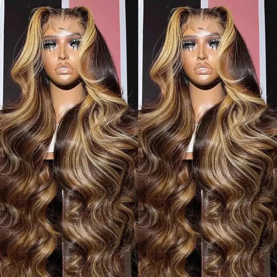 FFEGG honey blonde front view showing natural hairline and full waves benefit realistic appearance