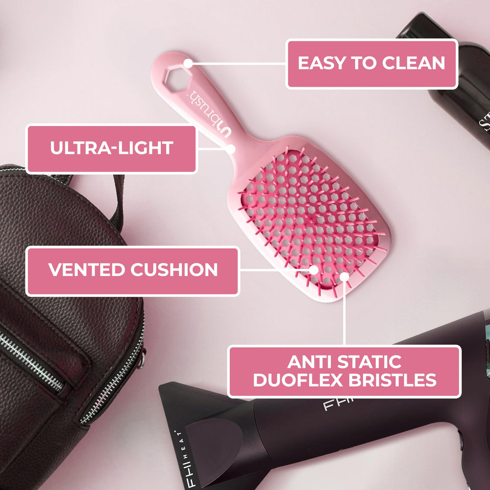 FHI Heat UNbrush smoothing dry hair to reduce frizz and polish hair surface