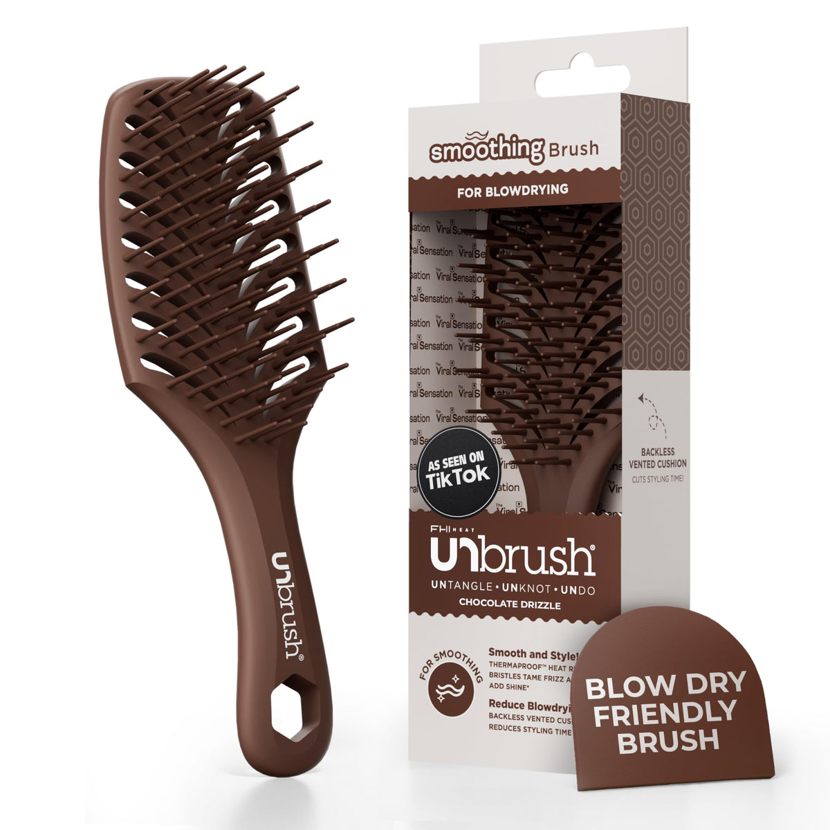 FHI Heat UNbrush front view showing sleek shape and polished finish benefit