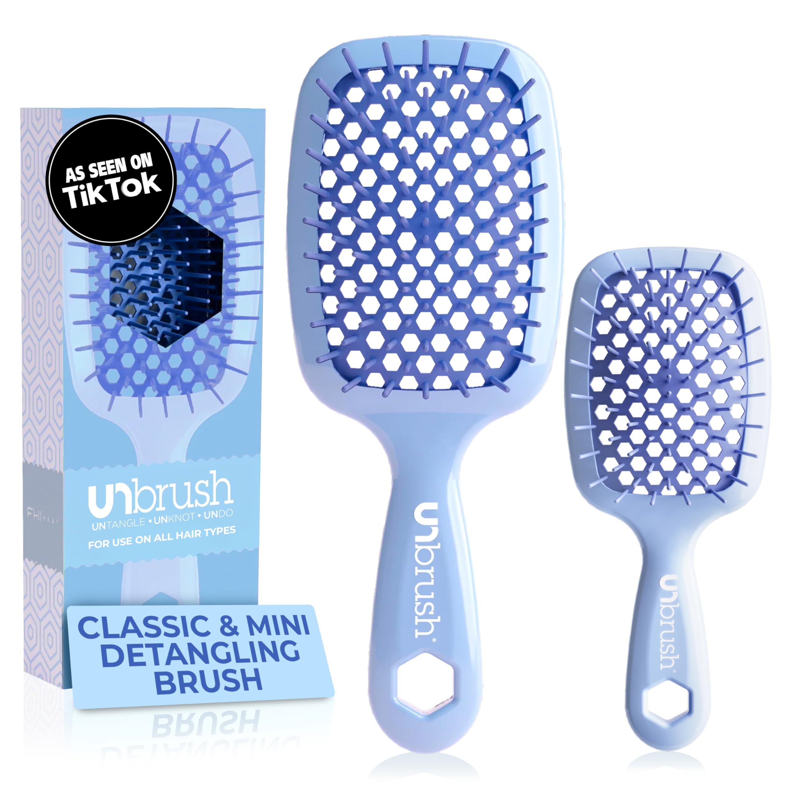 FHI Heat UNbrush Original front view showing brush shape and benefits lightweight control