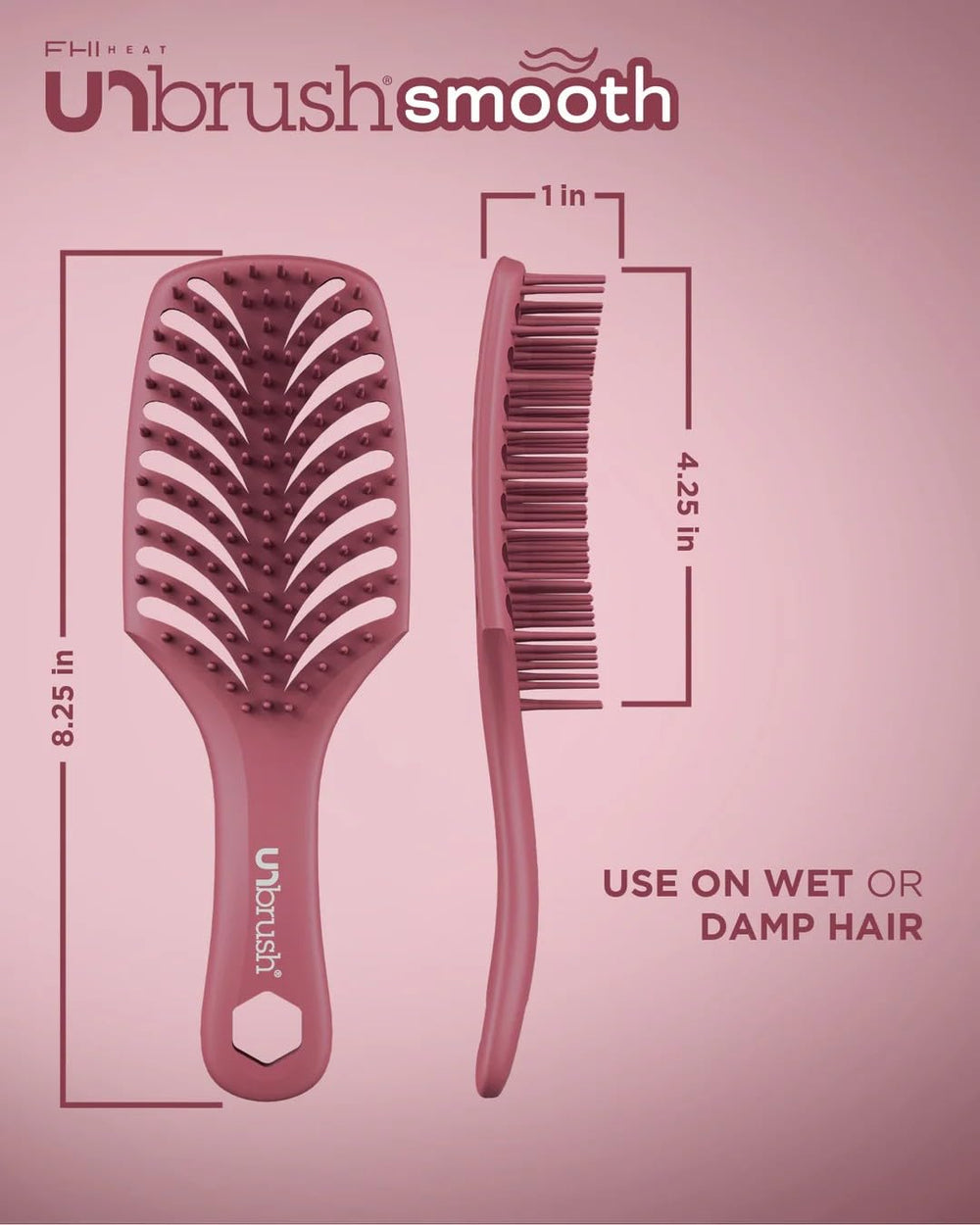 FHI Heat UNbrush beside a hand to show size and lightweight travel convenience