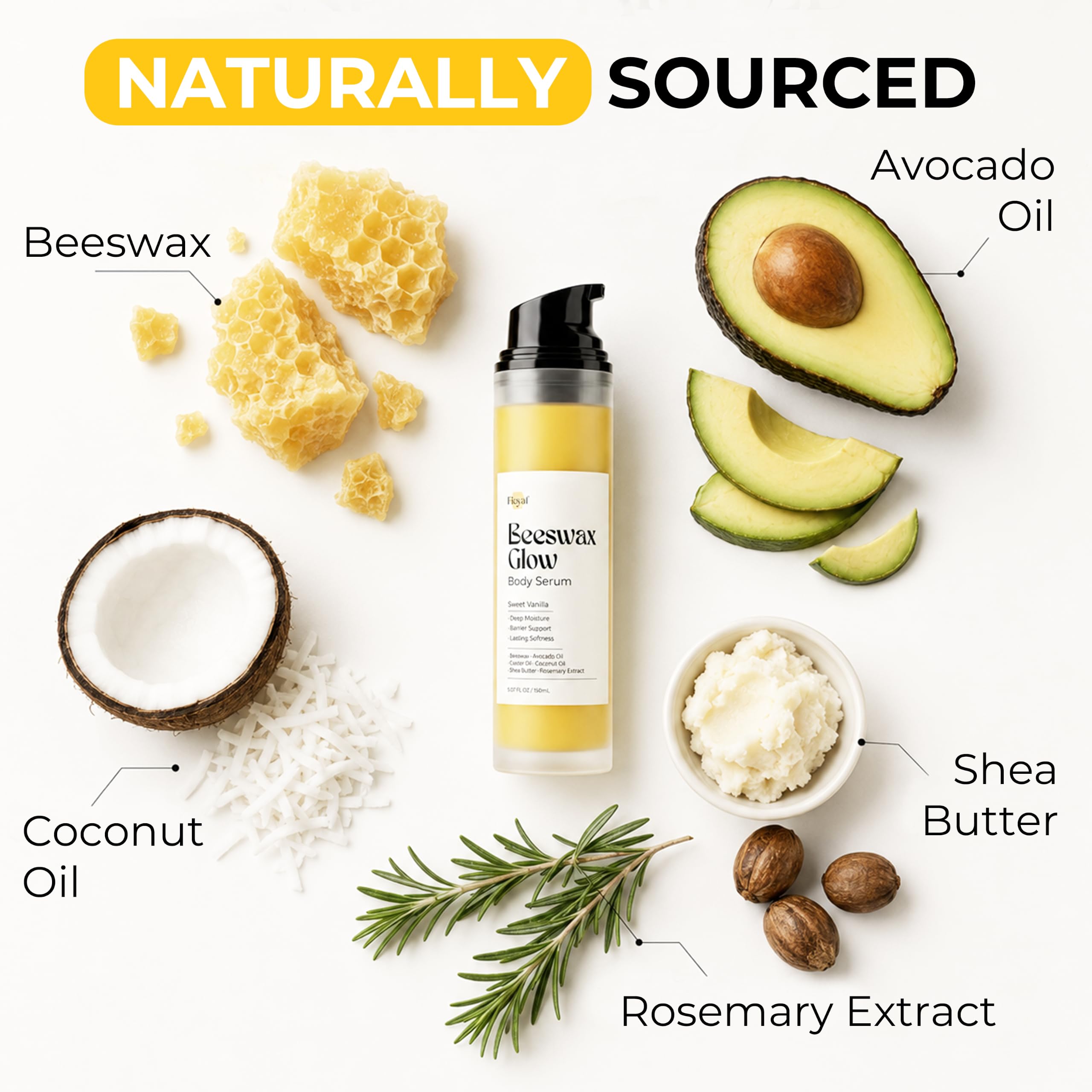 FIAYAF vanilla pod and beeswax showing natural-scent ingredients