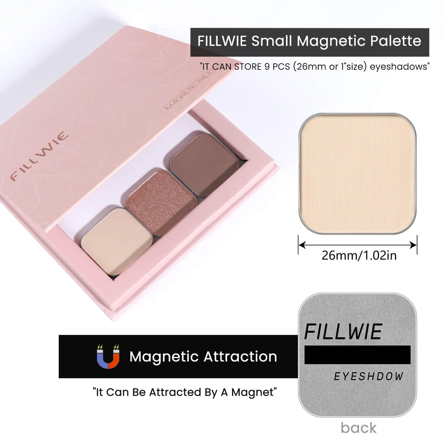 Fillwie pan beside a coin to show compact size for travel convenience benefit