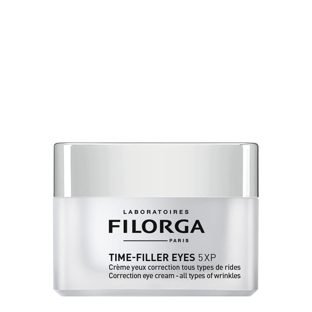 Filorga Time‑Filler Eyes opened jar showing smooth cream texture and easy spreadability