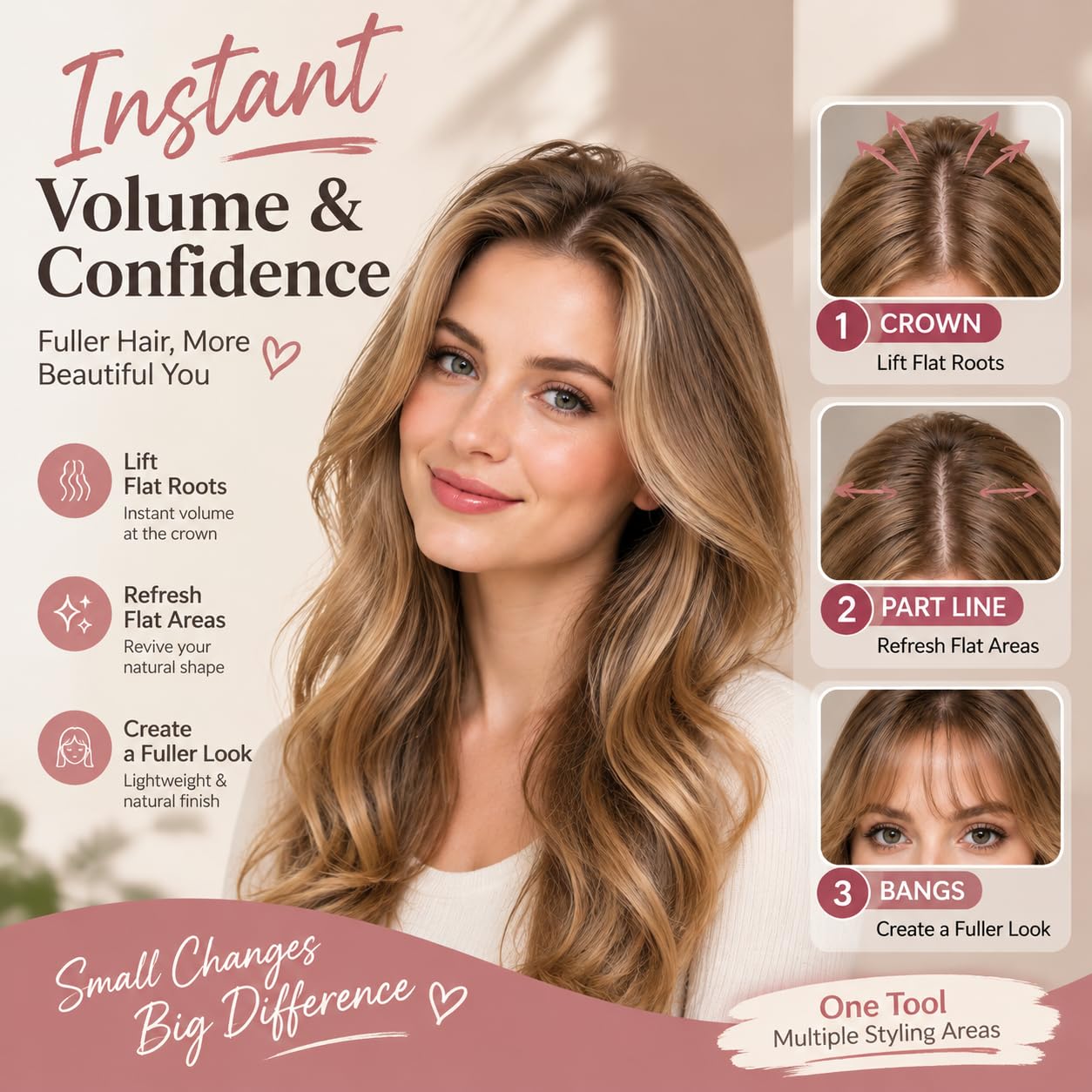 FILWY styling bangs with root volumizer clip for softer, fuller frontal shape