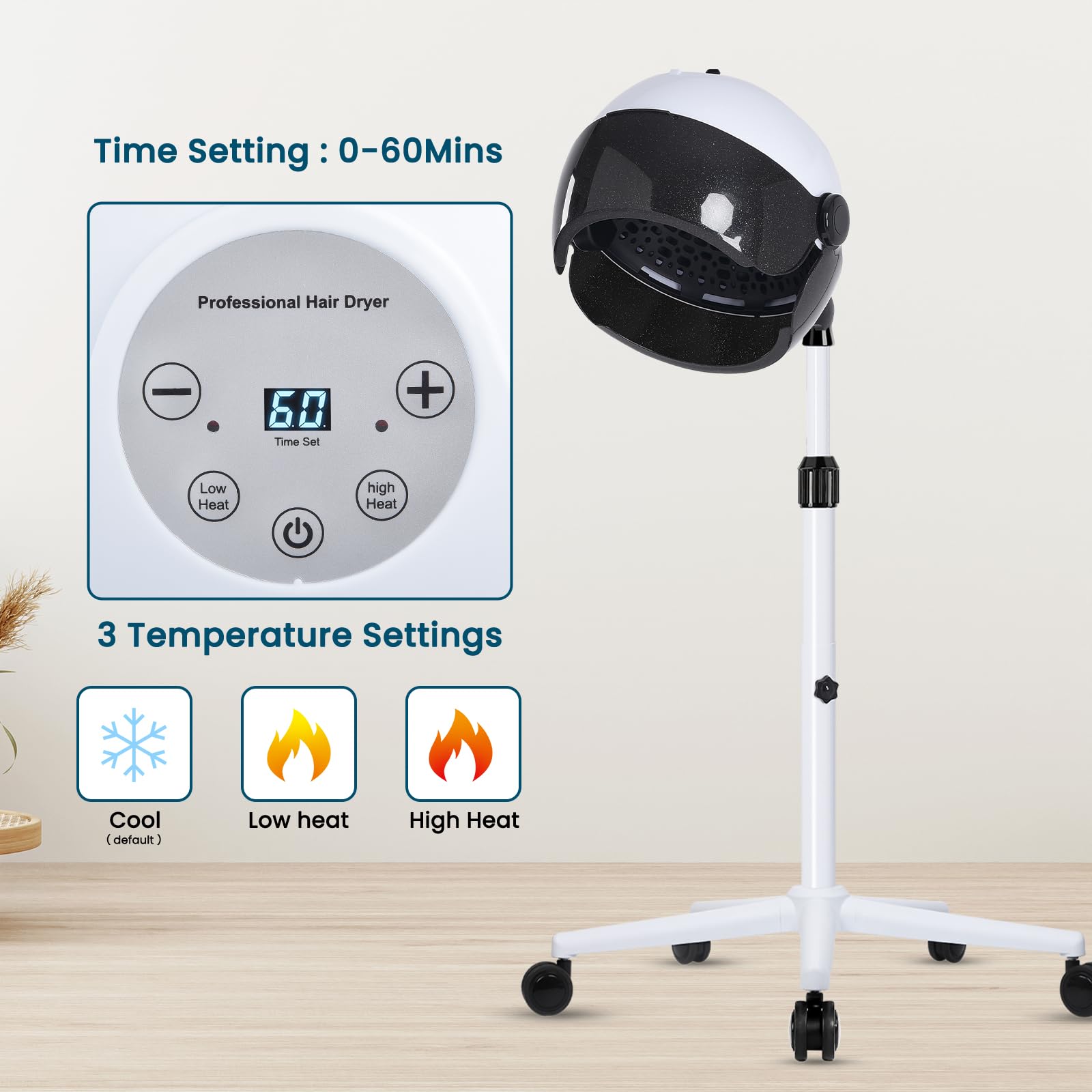 Findabetter side profile displaying adjustable height and 90° hood tilt