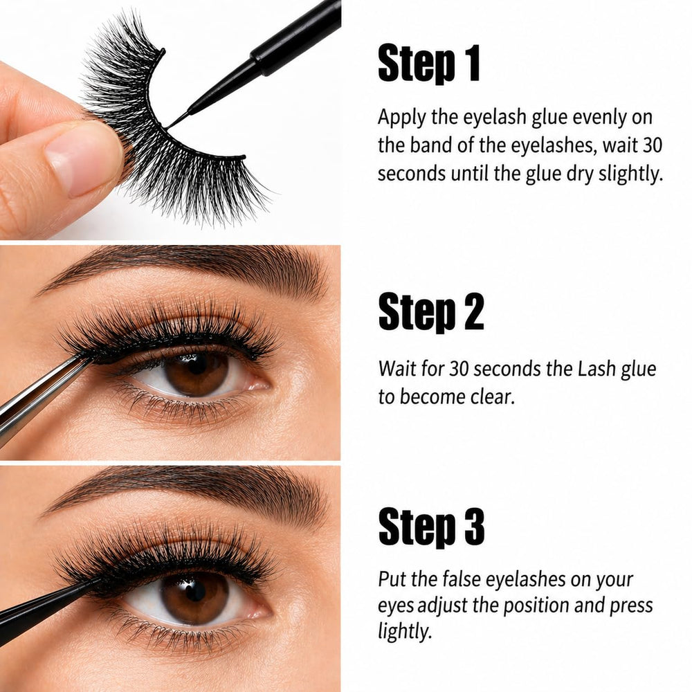 Fine Threads Pro before and after cluster lashes highlighting fuller look