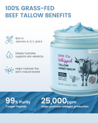 Fioraen raw grass-finished tallow display showing skin-compatible lipids