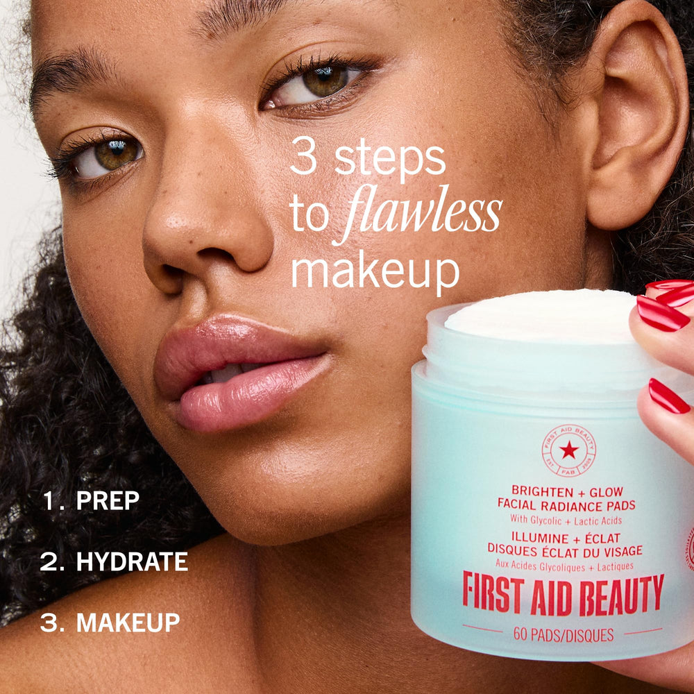 First Aid Beauty tub styled on bathroom counter to show everyday use