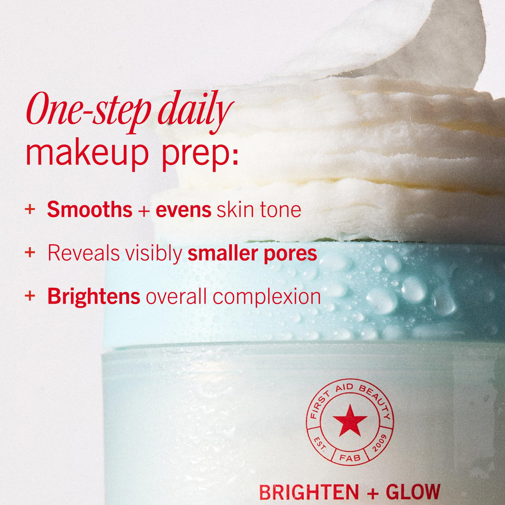 First Aid Beauty pad held in hand demonstrating convenient single-step use