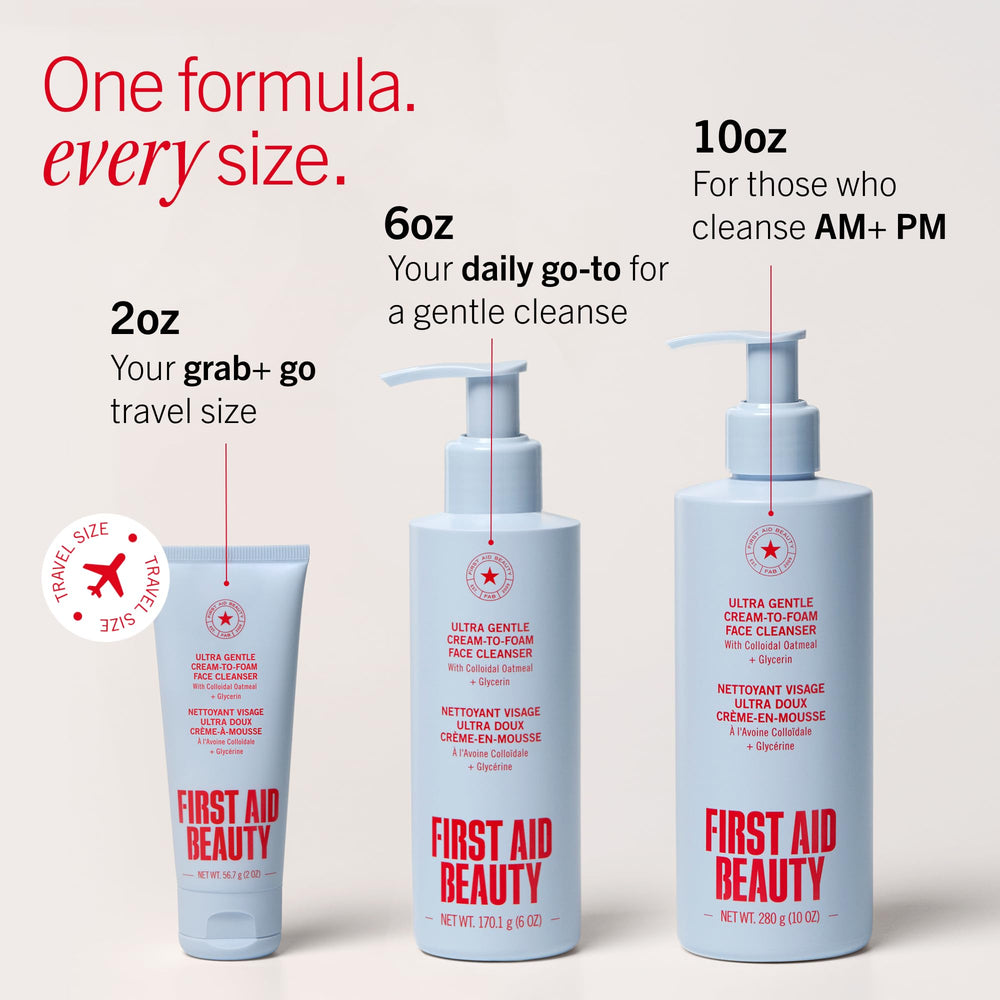 First Aid Beauty foam lather on hand showing effective makeup and SPF removal