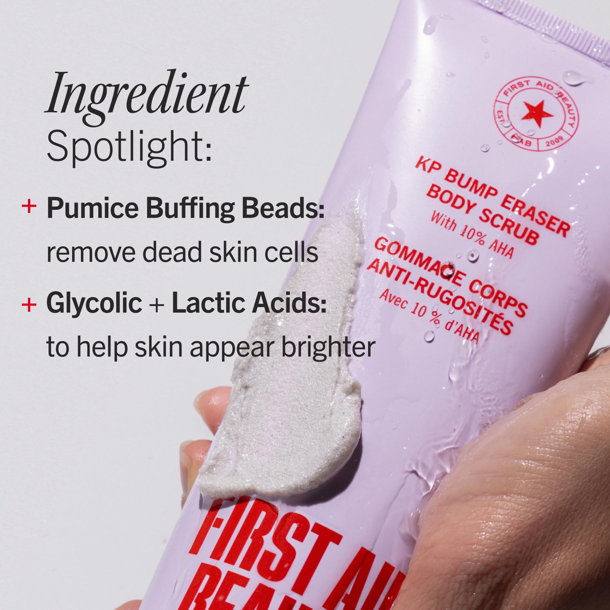 First Aid Beauty in-shower use illustrating proper application and rinse-off