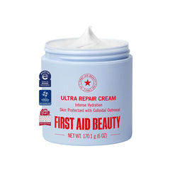 First Aid Beauty jar front view showing product and branding benefits
