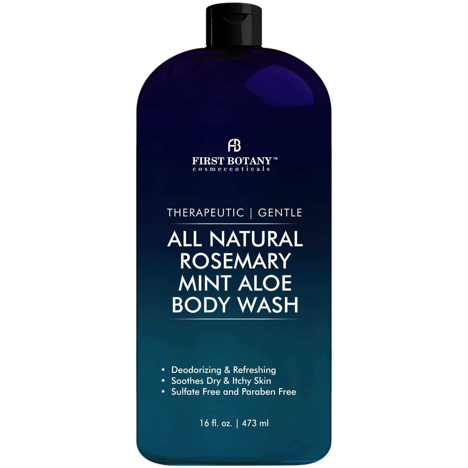 First Botany front bottle showing rosemary‑mint label and size for quick identification and freshness