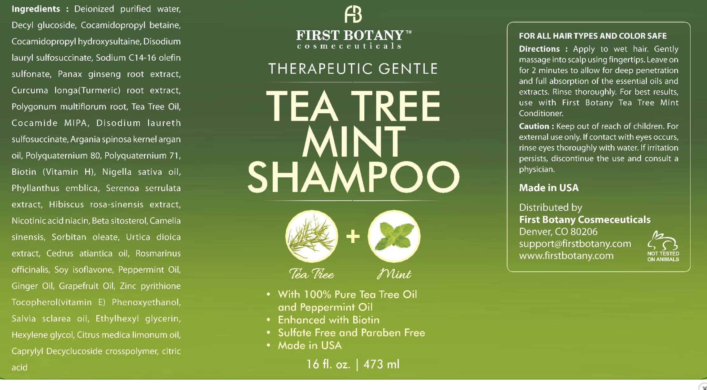 First Botany cruelty-free and bottled in USA badge evoking trust