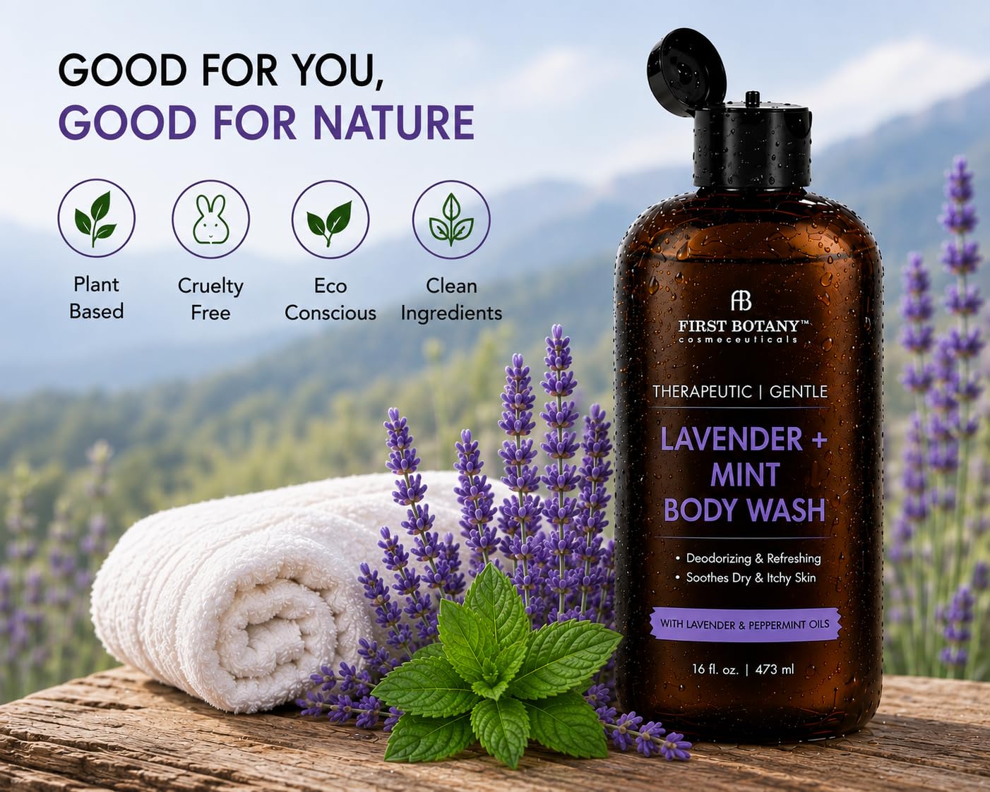 First Botany product label close-up showing usage details and natural-ingredient focus